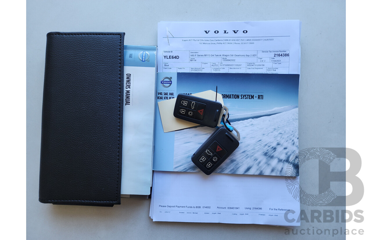 1/2013 Volvo V60 D3 F MY12 4d Wagon Blue 2.0L