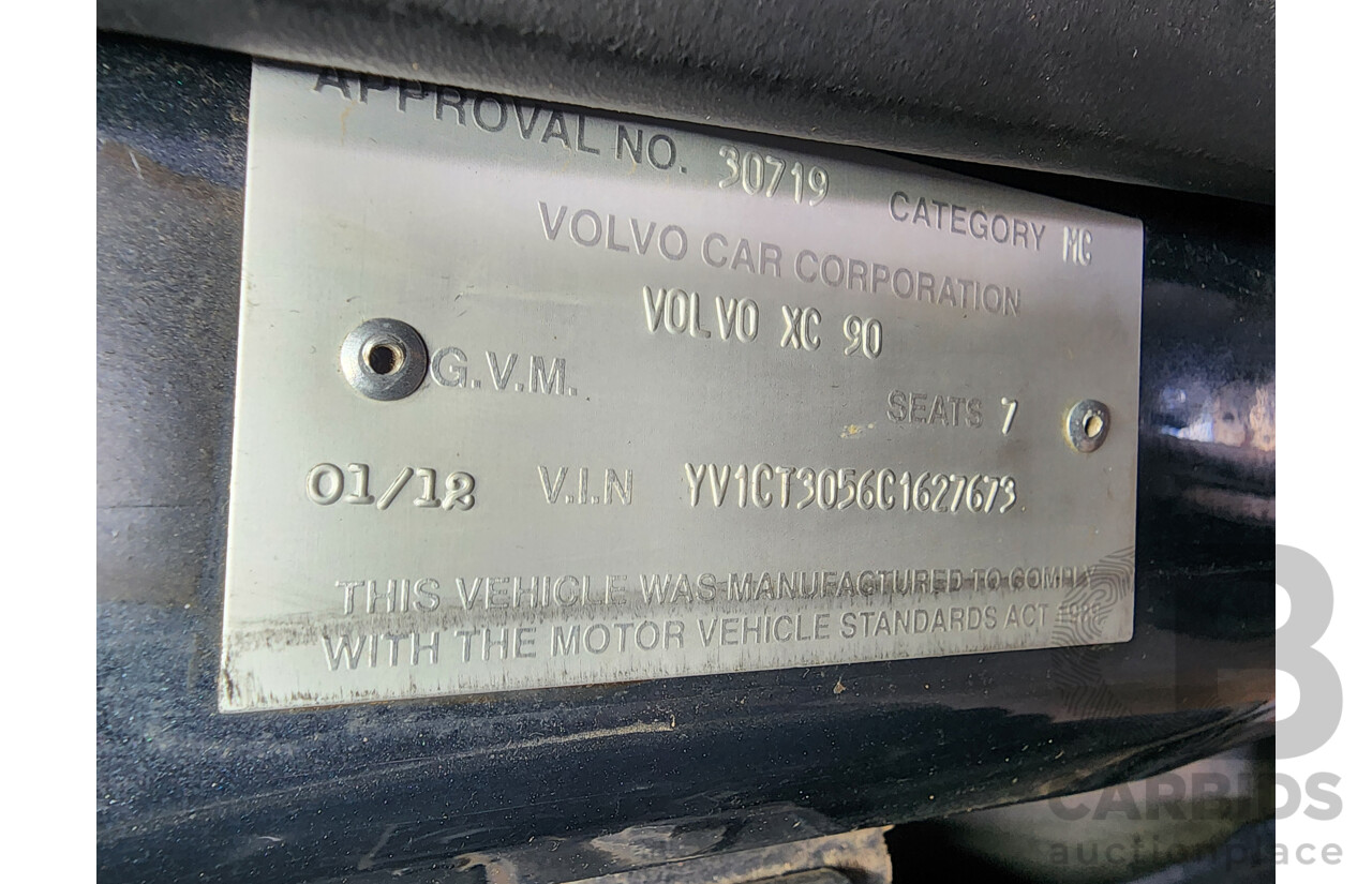 1/2012 Volvo Xc90 D5 R-Design MY12 4d Wagon Grey 2.4L