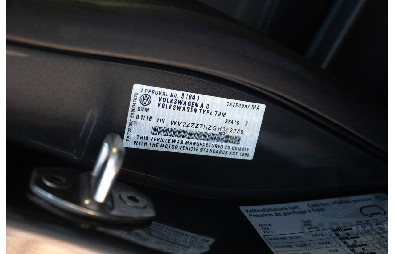 1/2016 Volkswagen Multivan Comfortline TDI340 T6 MY16 4D Wagon Idium Grey Metallic Turbo Diesel 2.0L - 7 Seater