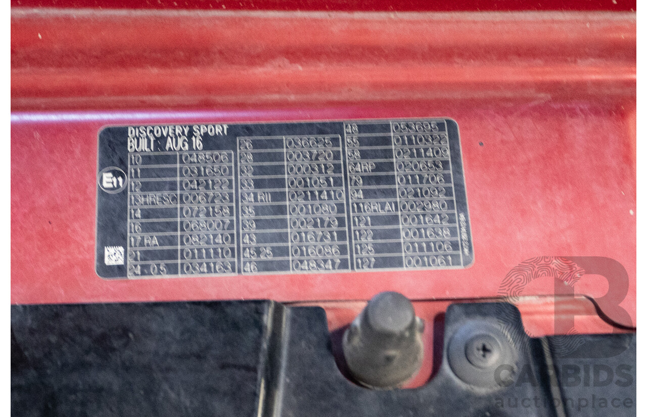 11/2016 Land Rover Discovery Sport TD4 180 HSE Luxury (AWD) LC MY17 4D Wagon Firenze Red Metallic Turbo Diesel 2.0L