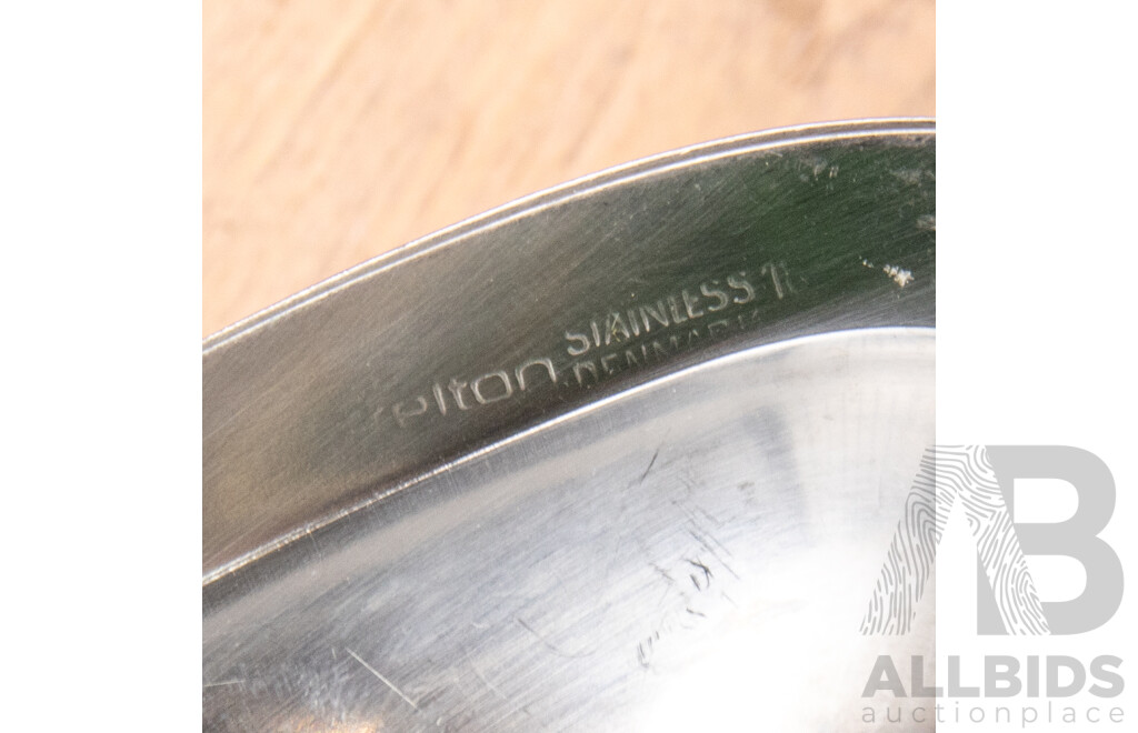 Pair of Retro Stelton Denmark Stainless Steel Boomerang Dishes