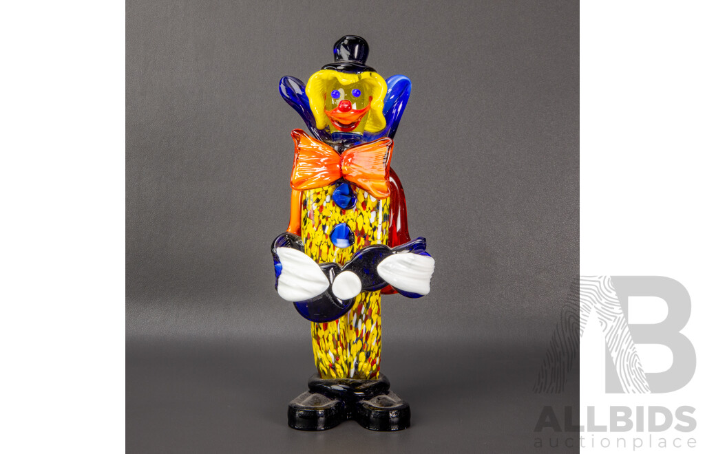 Vintage Murano Glass Clown Holding a Guitar