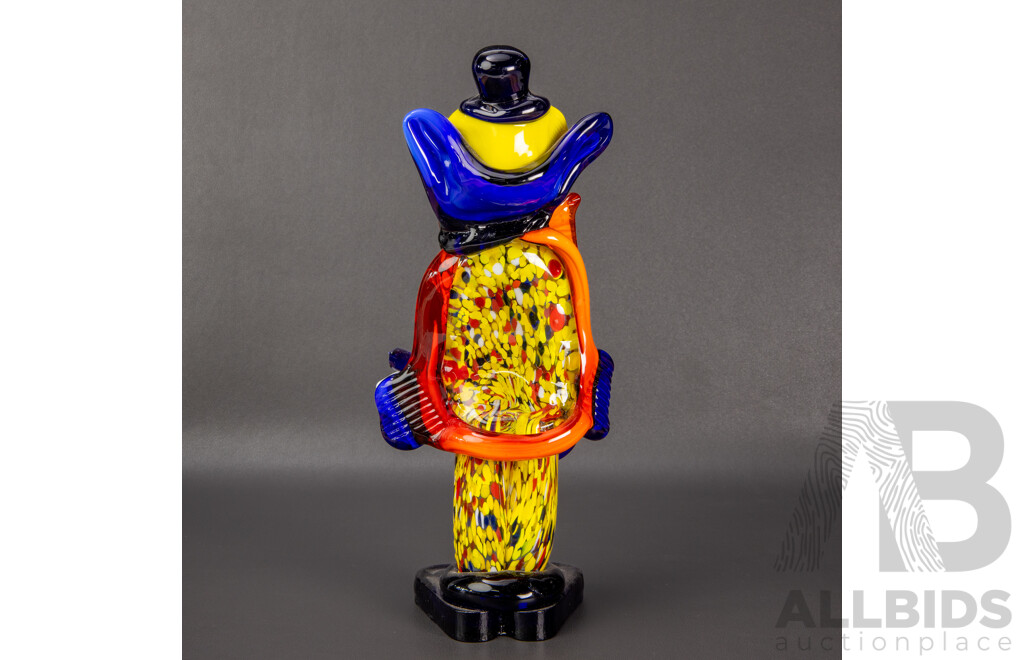 Vintage Murano Glass Clown Holding a Guitar