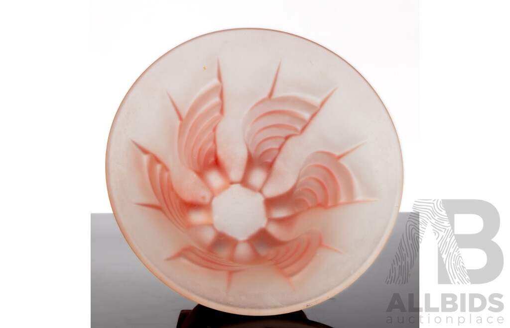 Art Deco Pink Frosted Glass Vase