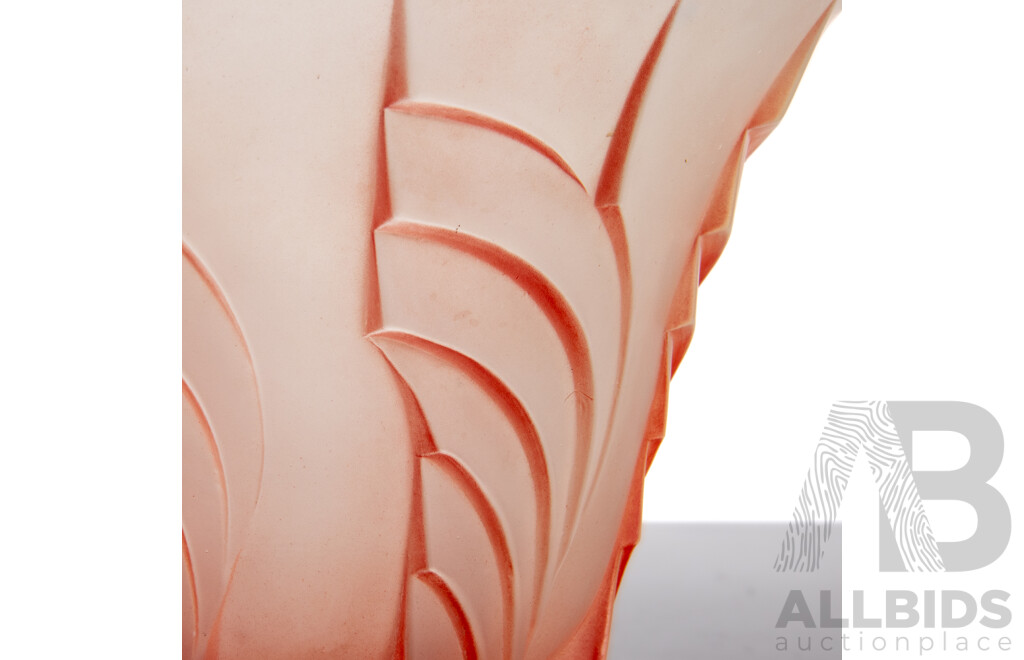 Art Deco Pink Frosted Glass Vase