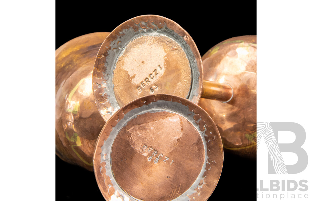 Pair of Vintage Australian Louis Berczi Copper Wine Goblets