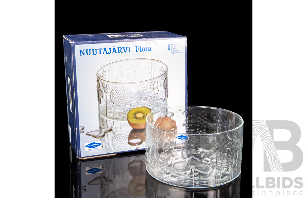 Vintage Nuutajärvi Flora Glass Bowl by Oiva Toikka