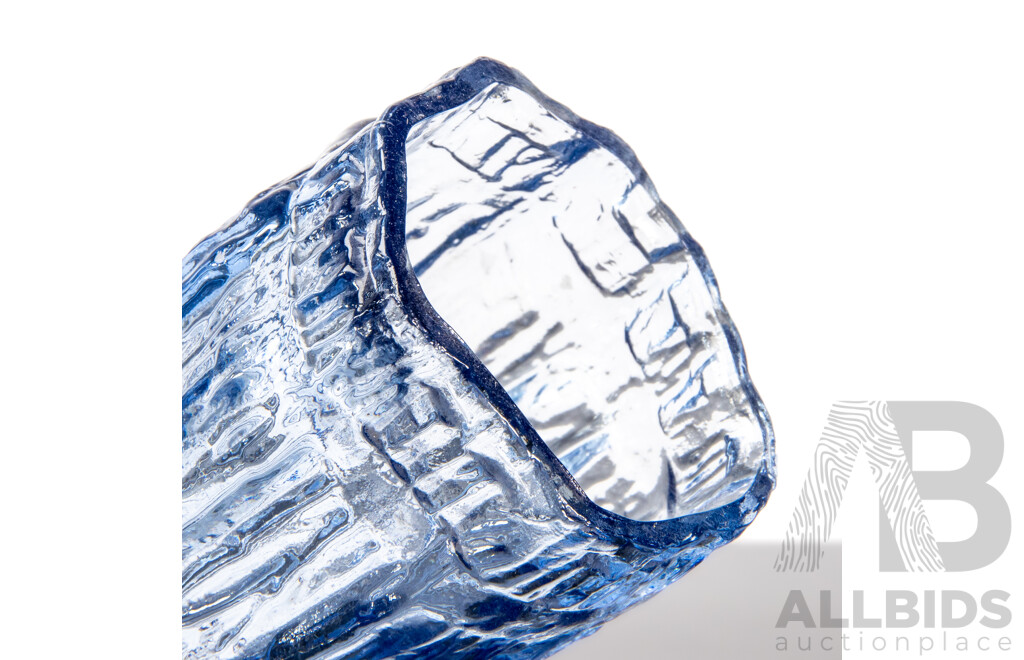 Pair of Retro Ravenhead Ice Blue Bark Glass Vases