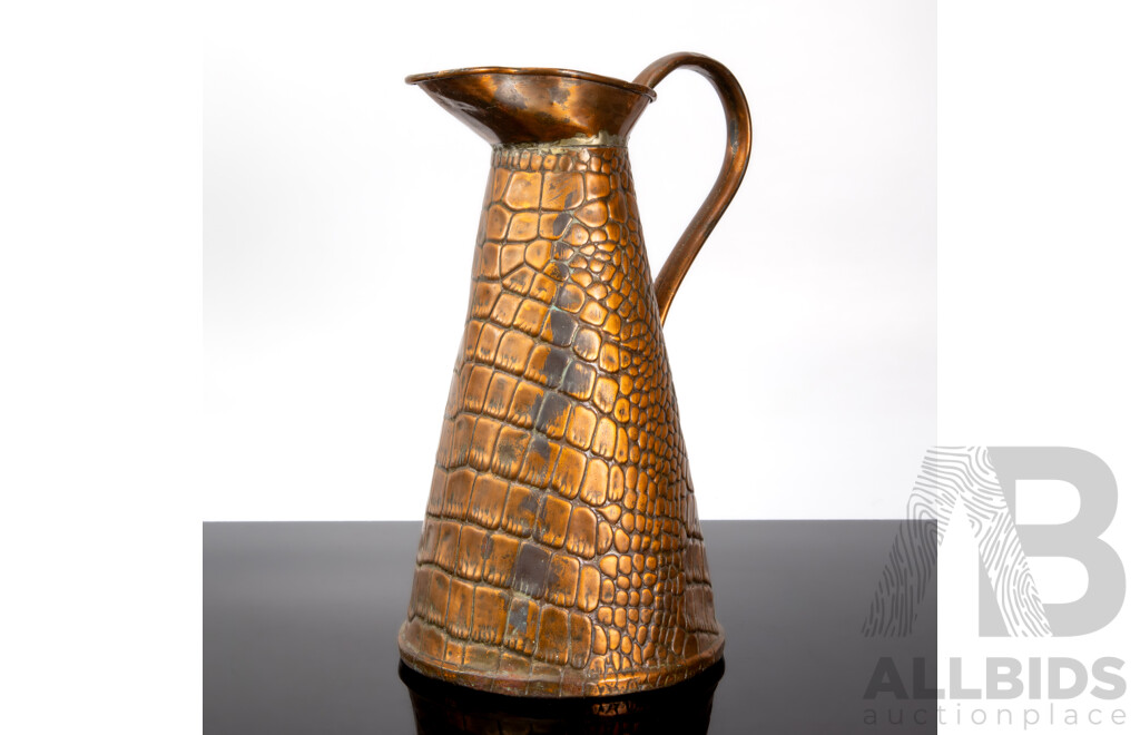 Large Antique Joseph Sankey and Sons Arts and Crafts Copper Jug