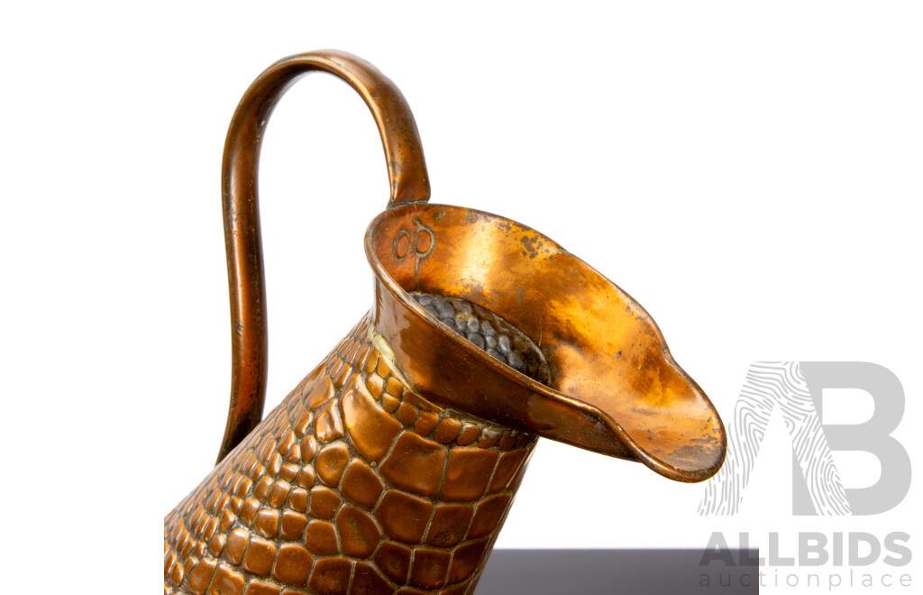 Large Antique Joseph Sankey and Sons Arts and Crafts Copper Jug