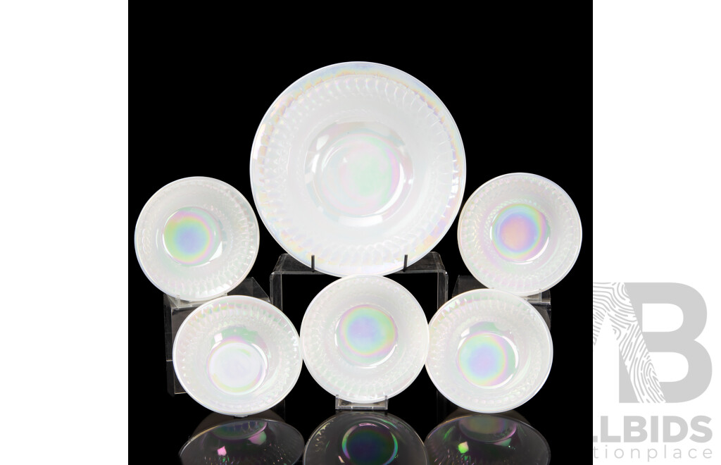 Collection of Vintage Fenton Opalescent Oven Proof Bowls