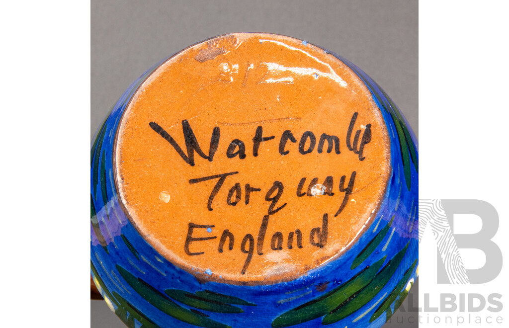 Rare English Torquay Twin Handled Vase with Kingfisher