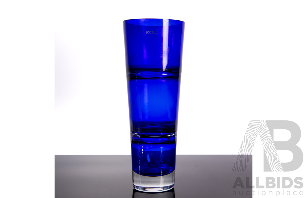 Very Large Krosno Cobalt Blue Glass Vase