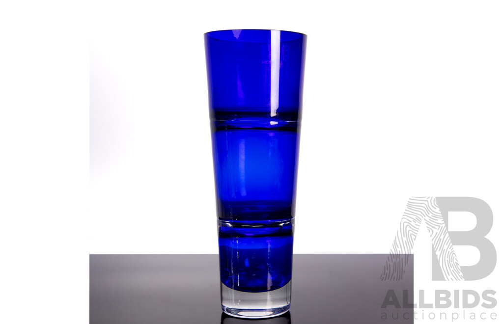 Very Large Krosno Cobalt Blue Glass Vase