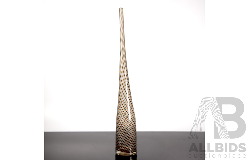 Retro Tall Glass Vase with Alternating Colour Swirl Pattern
