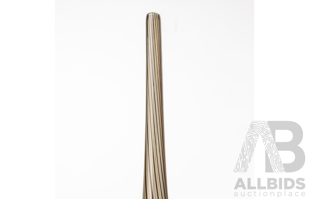 Retro Tall Glass Vase with Alternating Colour Swirl Pattern