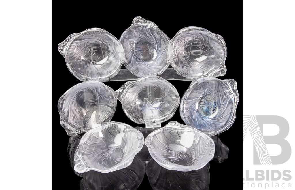 Set of Eight Studio Nova Crystal Seashell Bowls