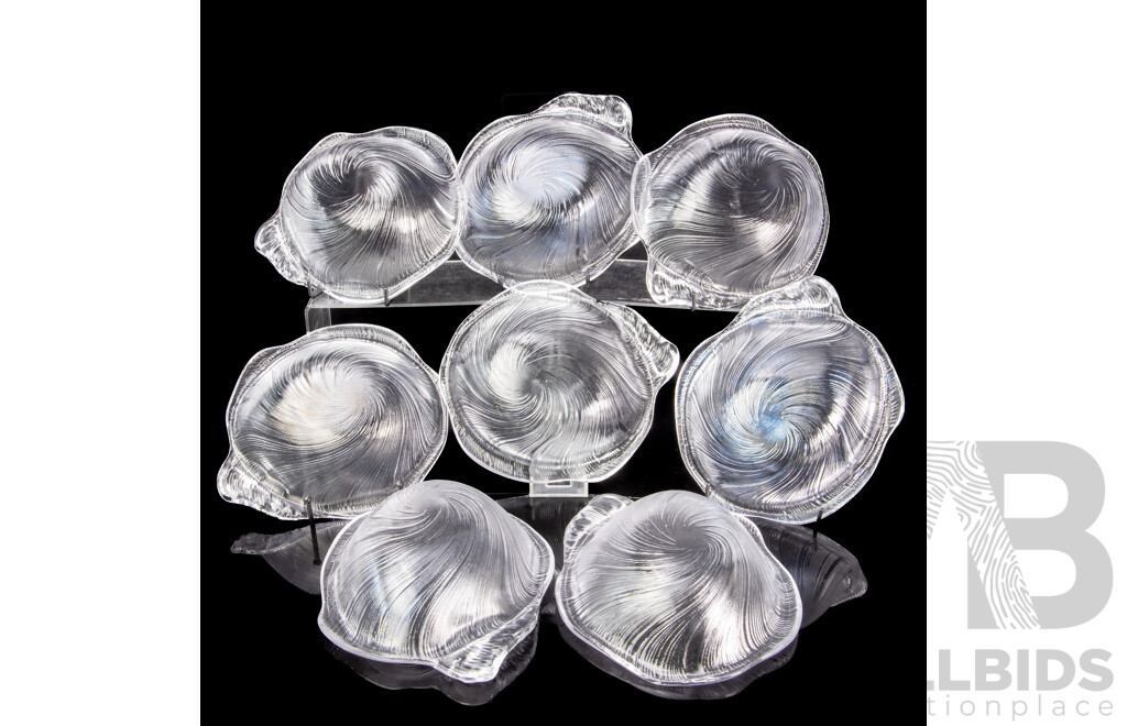 Set of Eight Studio Nova Crystal Seashell Bowls