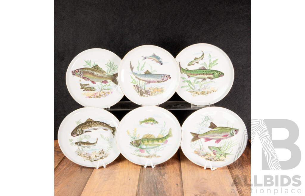 Set of Six German Colditz Fish Plates