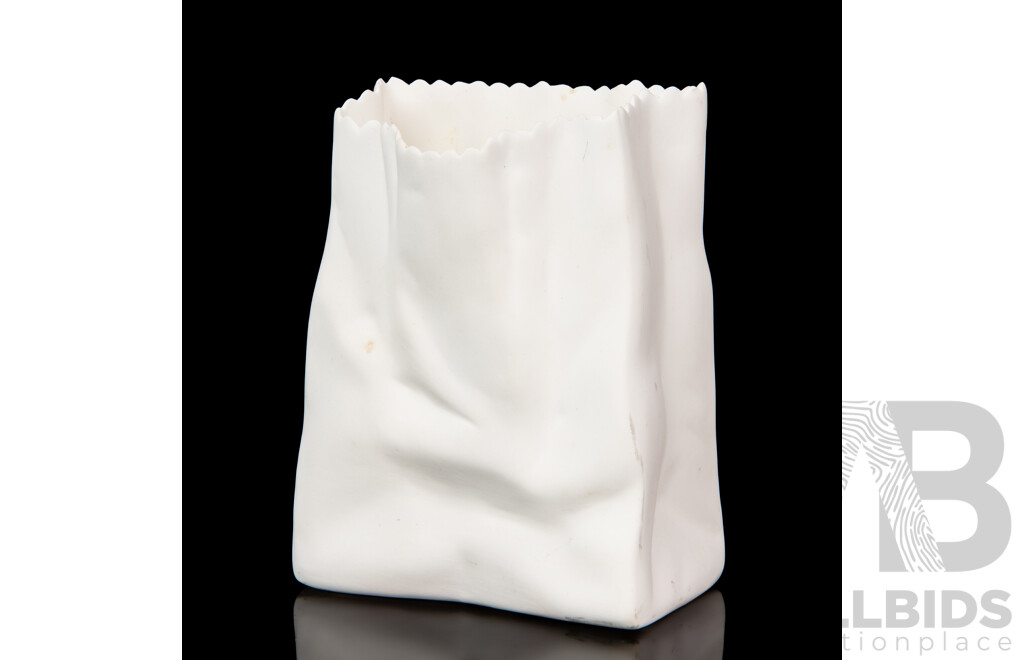 Tapio Wirkkala Style Ceramic Paper Bag Vase