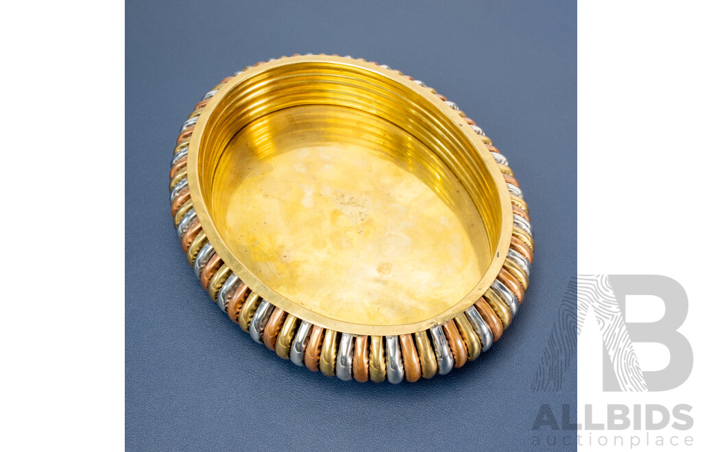 Vintage Copper and Brass Oval Dish