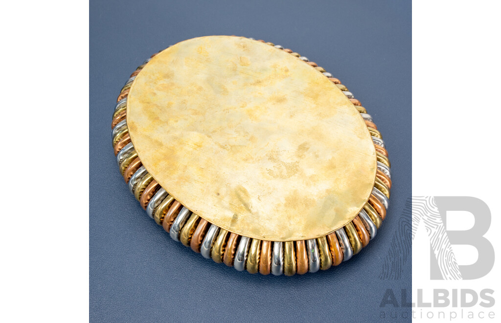 Vintage Copper and Brass Oval Dish