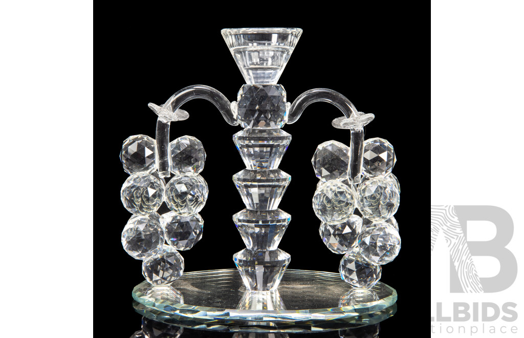 Vintage Crystal Candlestick with Vine and Grape Design