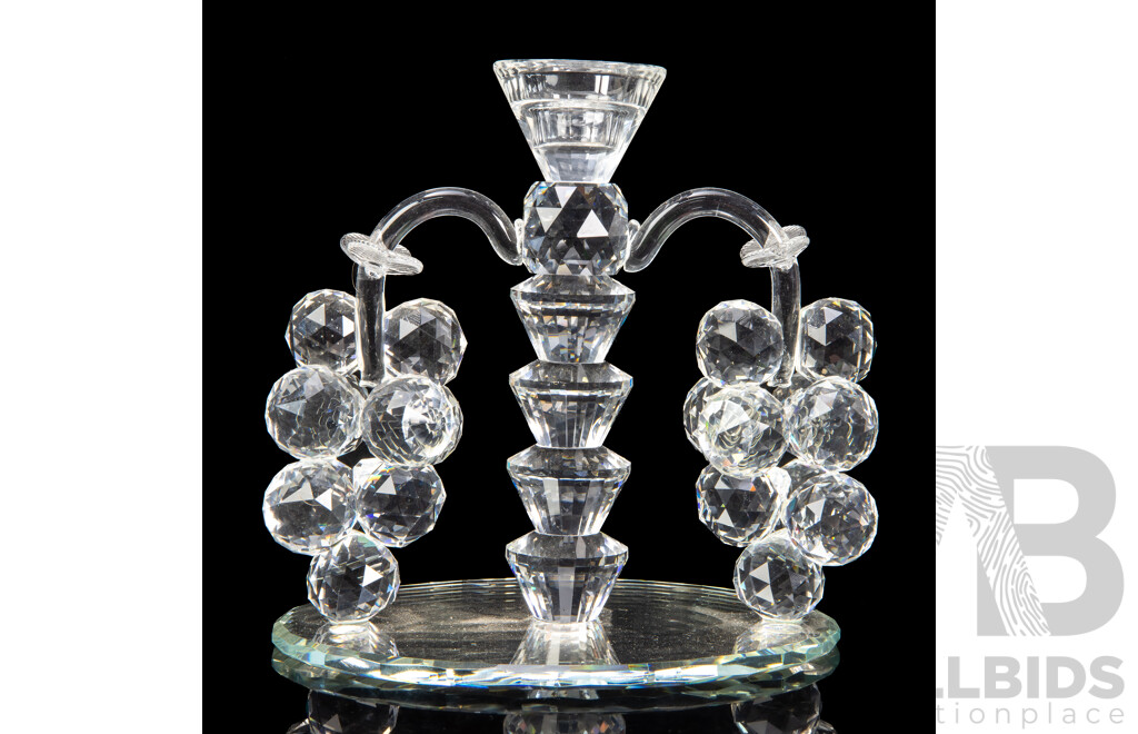 Vintage Crystal Candlestick with Vine and Grape Design