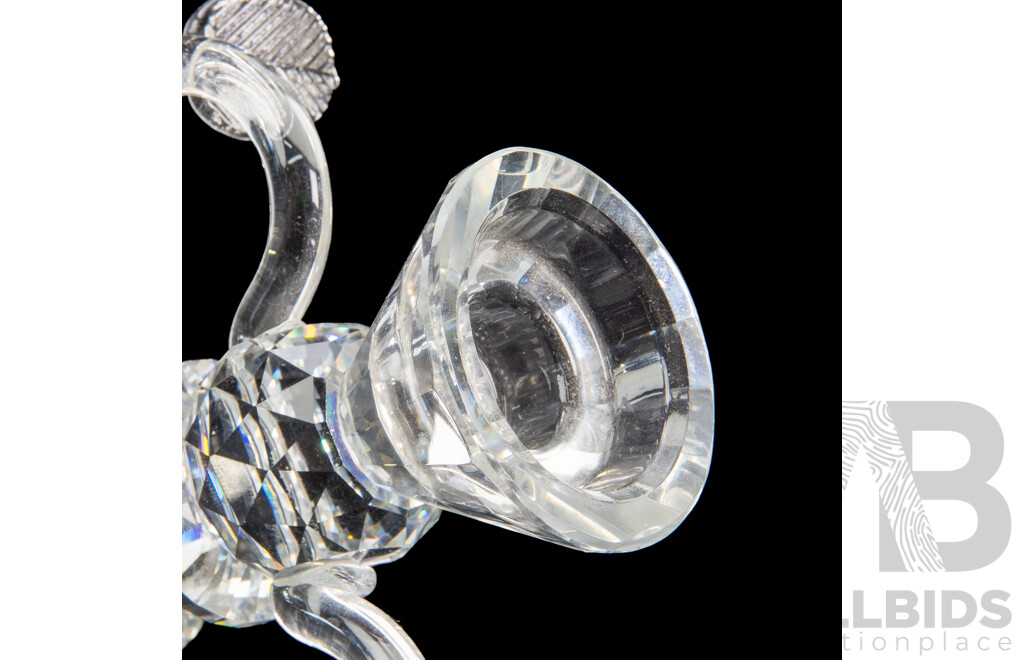 Vintage Crystal Candlestick with Vine and Grape Design