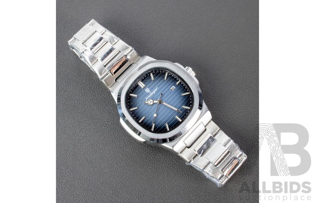 Poedagar Mens Wristwatch with Silver Blue Dial