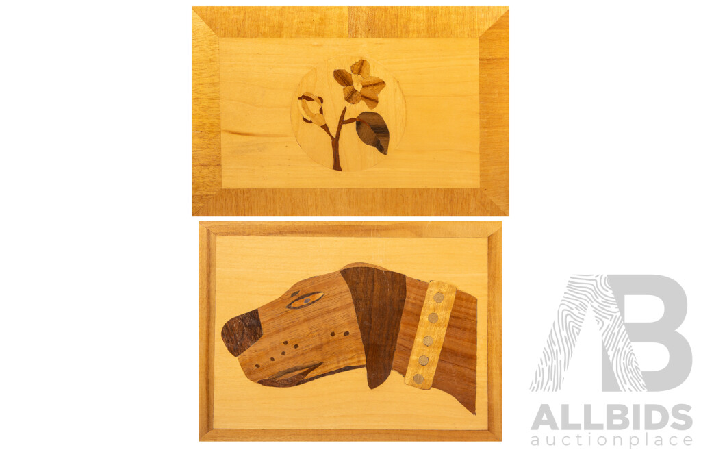 Pair of Australian Timber Marquetry Panels