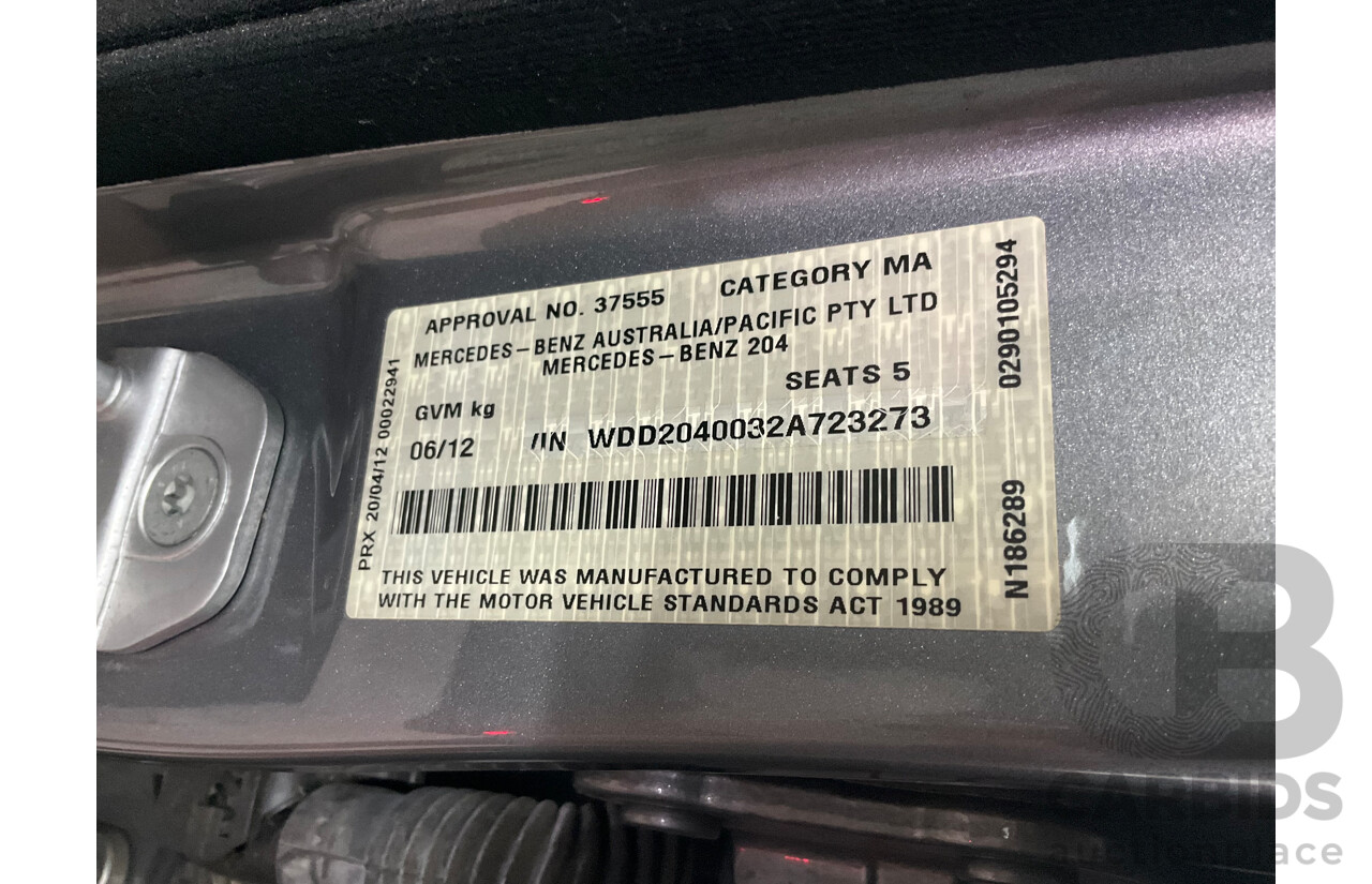 6/2012 Mercedes-Benz C250 CDI Avantgarde BE W204 MY12 4d Sedan Palladium Silver Metallic Turbo 2.1L