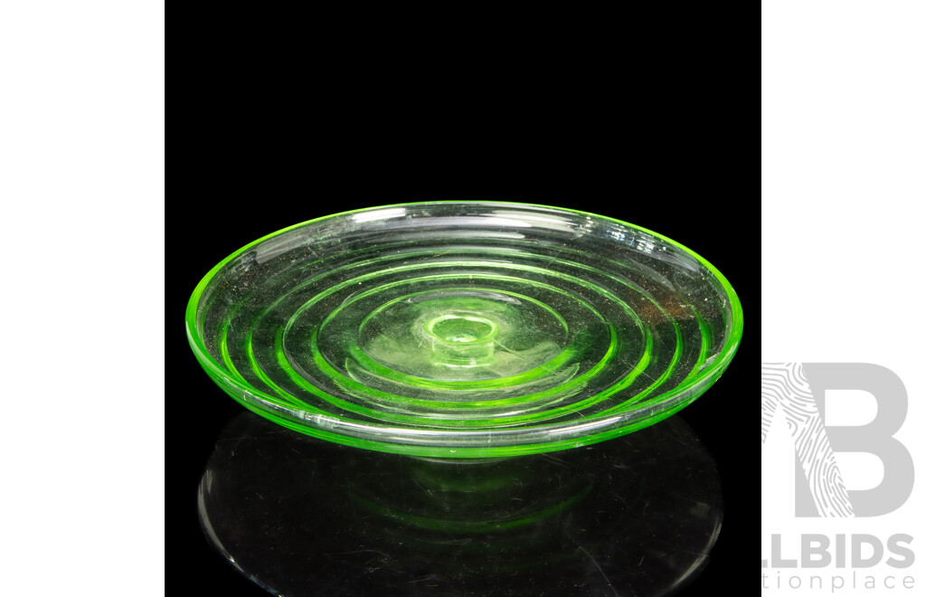 Vintage Uranium Glass Pedestal Dish