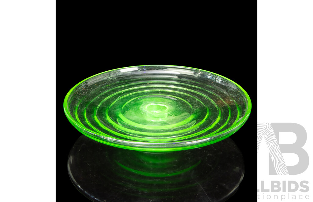 Vintage Uranium Glass Pedestal Dish