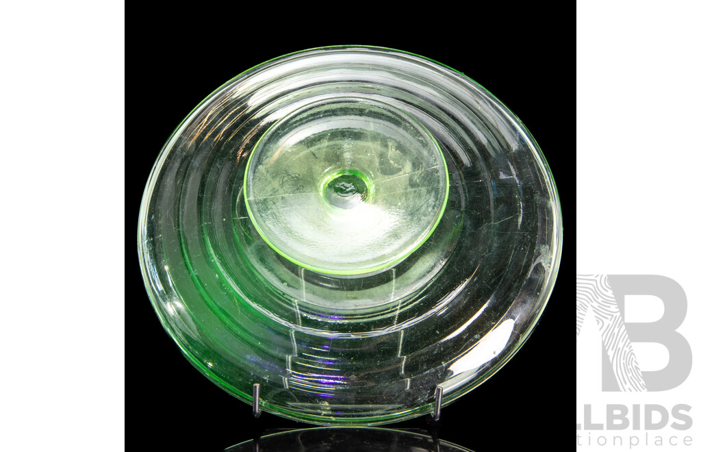 Vintage Uranium Glass Pedestal Dish