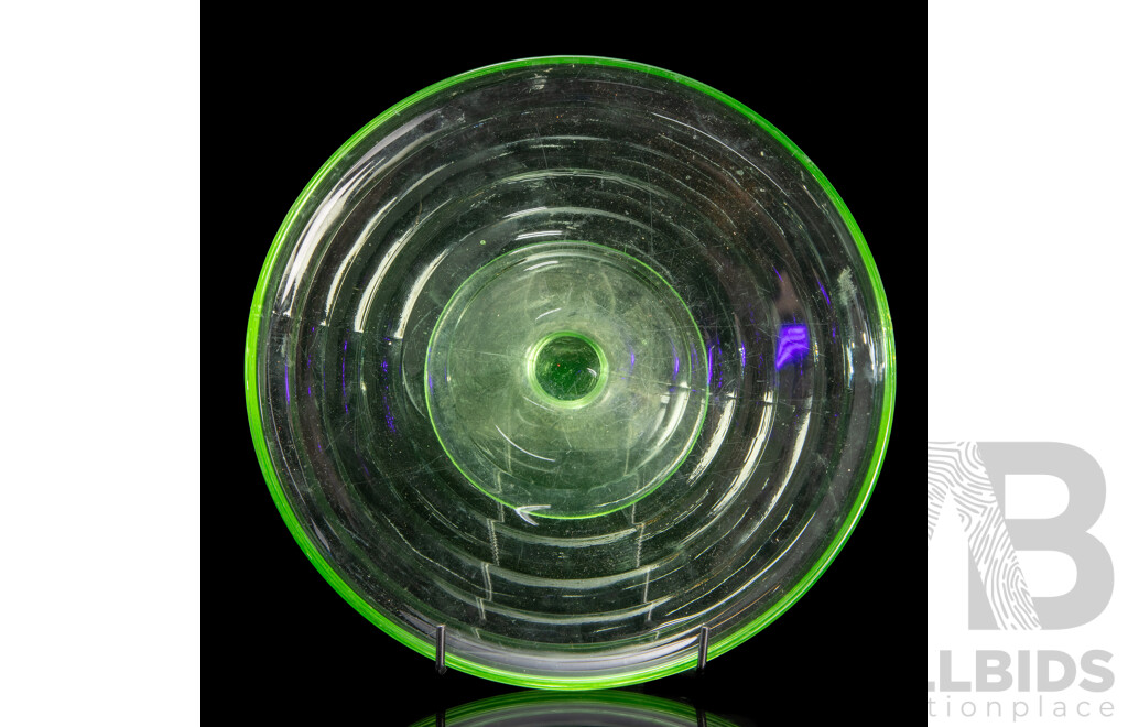 Vintage Uranium Glass Pedestal Dish