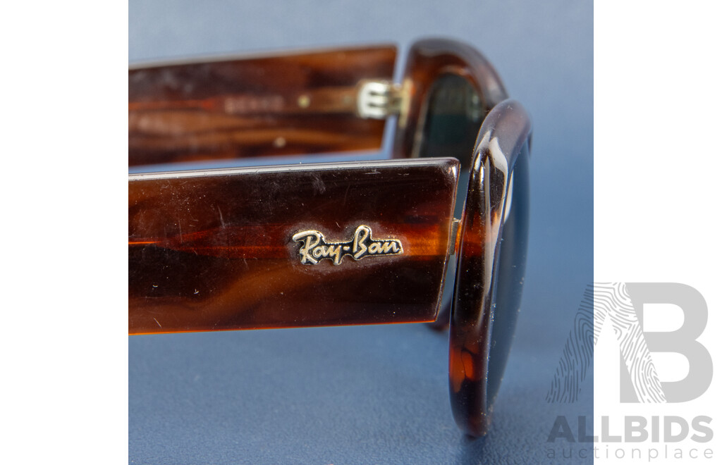 Pair of Vintage B&L Ray-Ban Tortoise Shell W1954 Fugitive Sunglasses