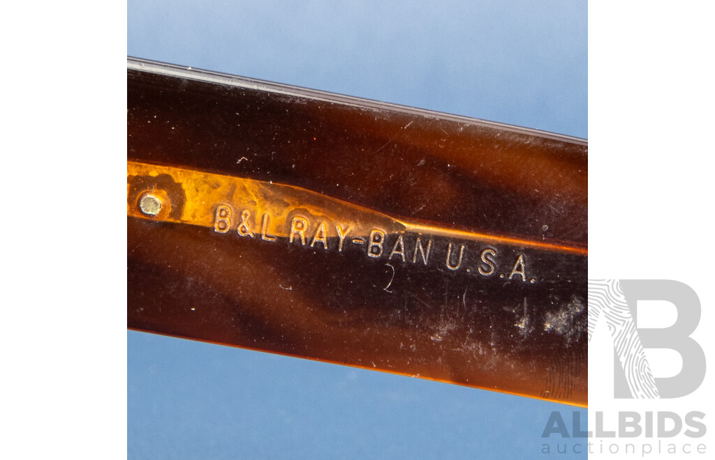 Pair of Vintage B&L Ray-Ban Tortoise Shell W1954 Fugitive Sunglasses