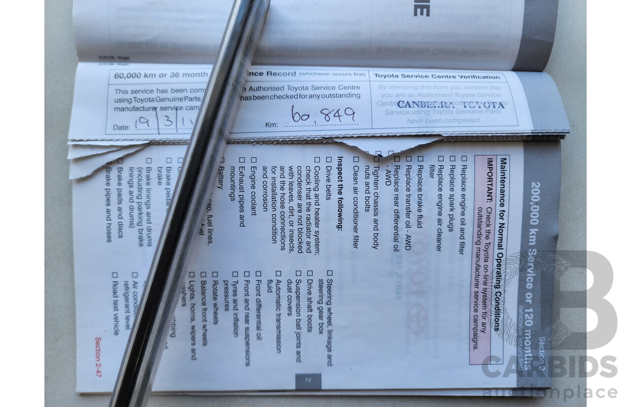 12/2008 Toyota Kluger Grande (4x4) GSU45R 4d Wagon Grey 3.5L