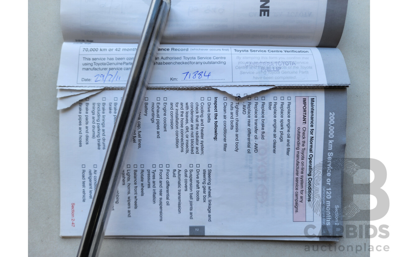 12/2008 Toyota Kluger Grande (4x4) GSU45R 4d Wagon Grey 3.5L