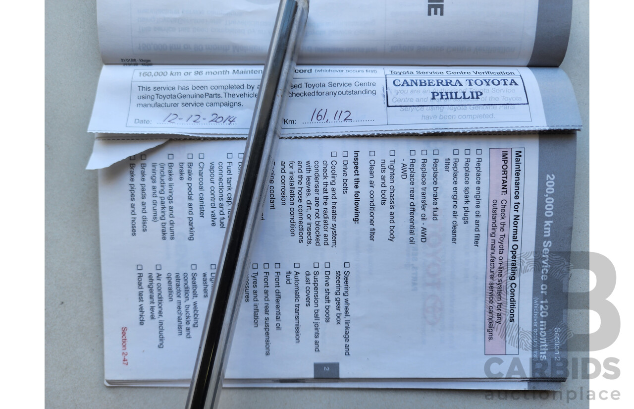 12/2008 Toyota Kluger Grande (4x4) GSU45R 4d Wagon Grey 3.5L