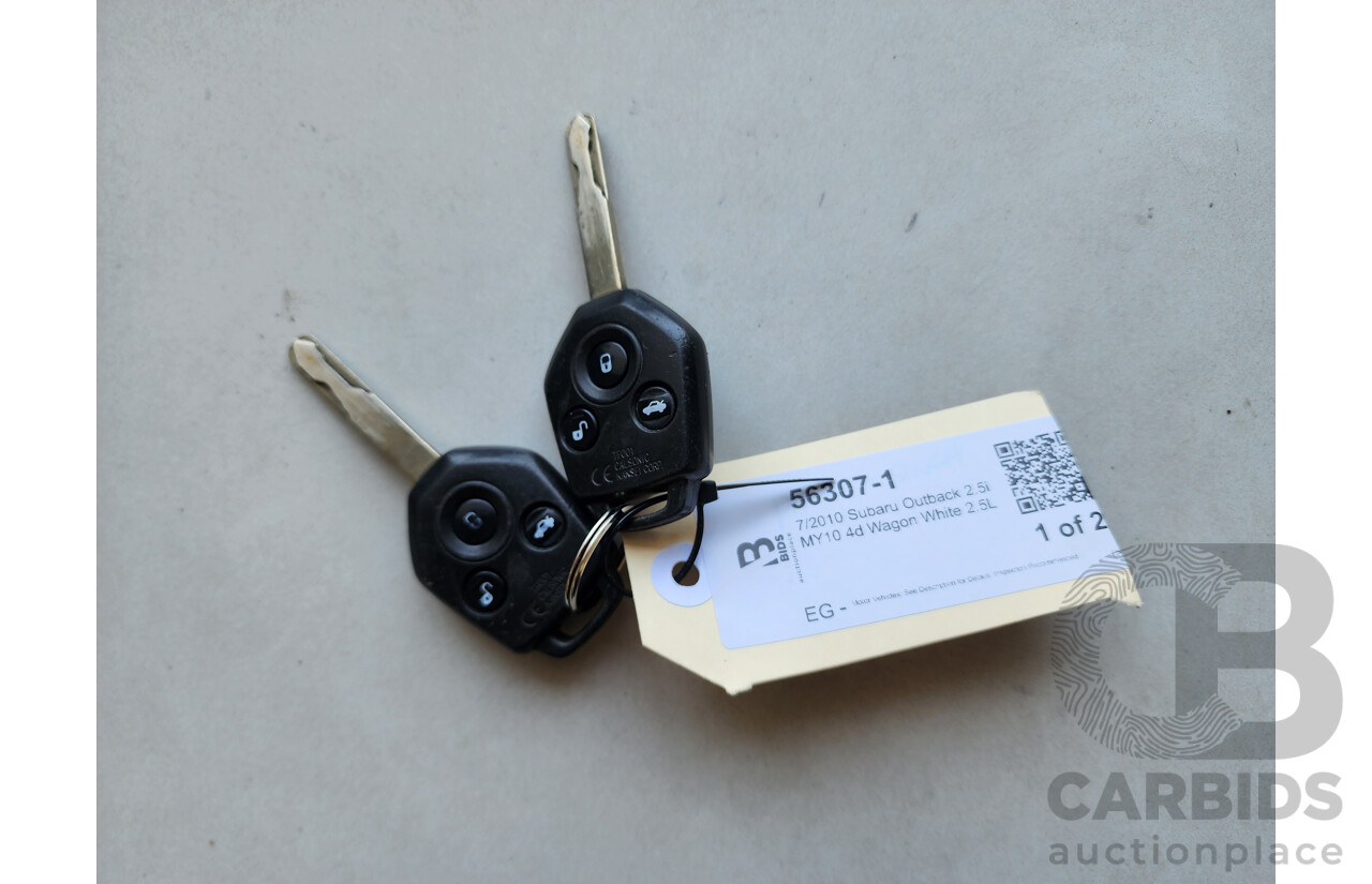 7/2010 Subaru Outback 2.5i MY10 4d Wagon White 2.5L