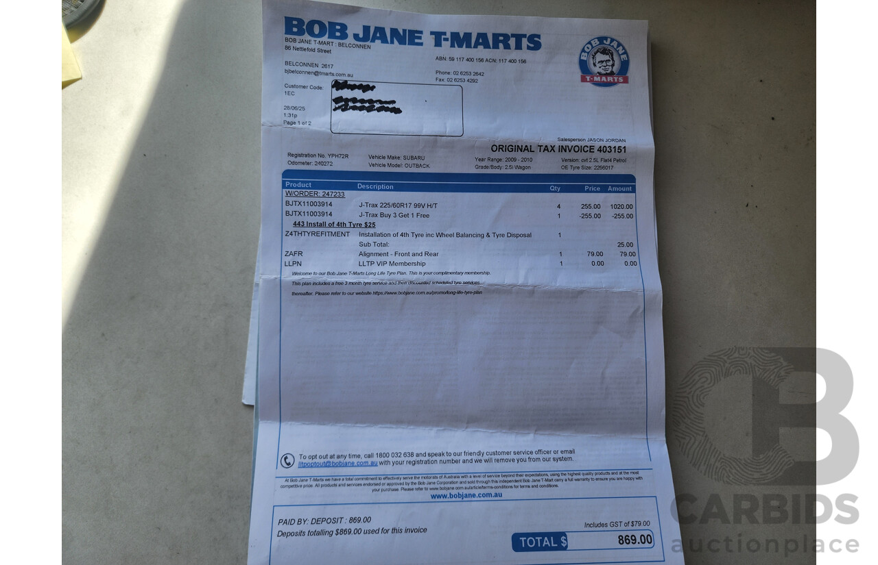 7/2010 Subaru Outback 2.5i MY10 4d Wagon White 2.5L