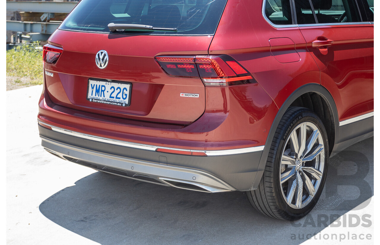 1/2018 Volkswagen Tiguan 162 TSI Sportline (AWD) 5NA MY18 4D Wagon Ruby Red Metallic Turbo 2.0L