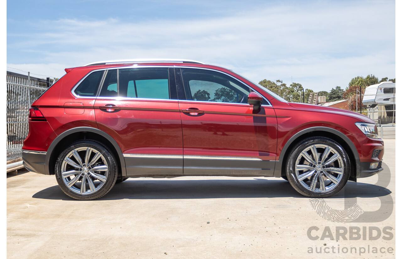 1/2018 Volkswagen Tiguan 162 TSI Sportline (AWD) 5NA MY18 4D Wagon Ruby Red Metallic Turbo 2.0L
