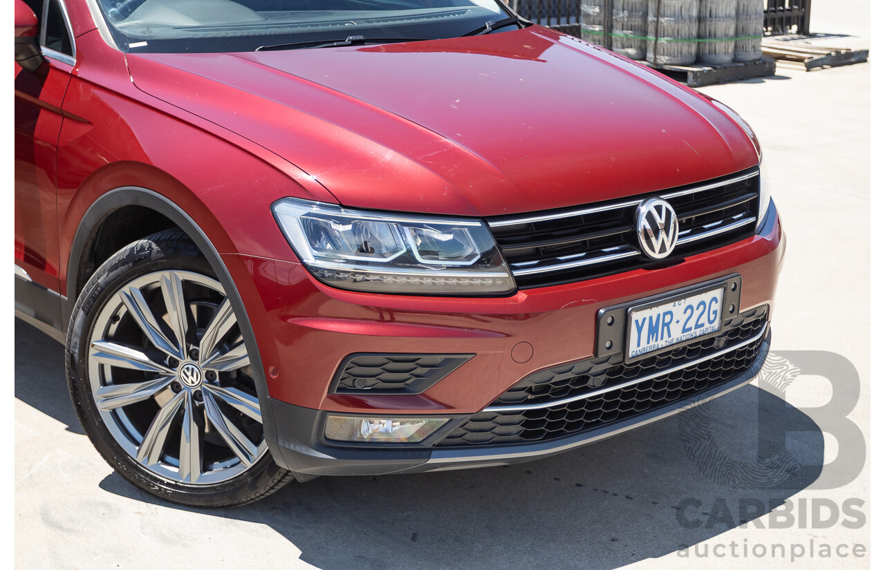 1/2018 Volkswagen Tiguan 162 TSI Sportline (AWD) 5NA MY18 4D Wagon Ruby Red Metallic Turbo 2.0L