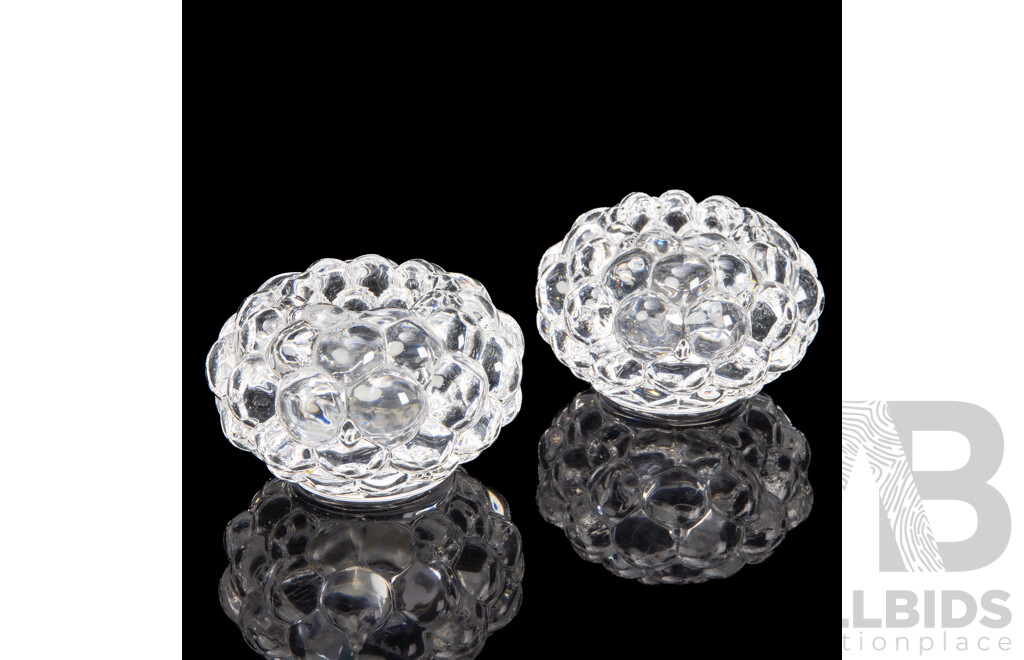 Pair of Raspberry Votive Candle Holders by Anne Nilsson for Orrefors