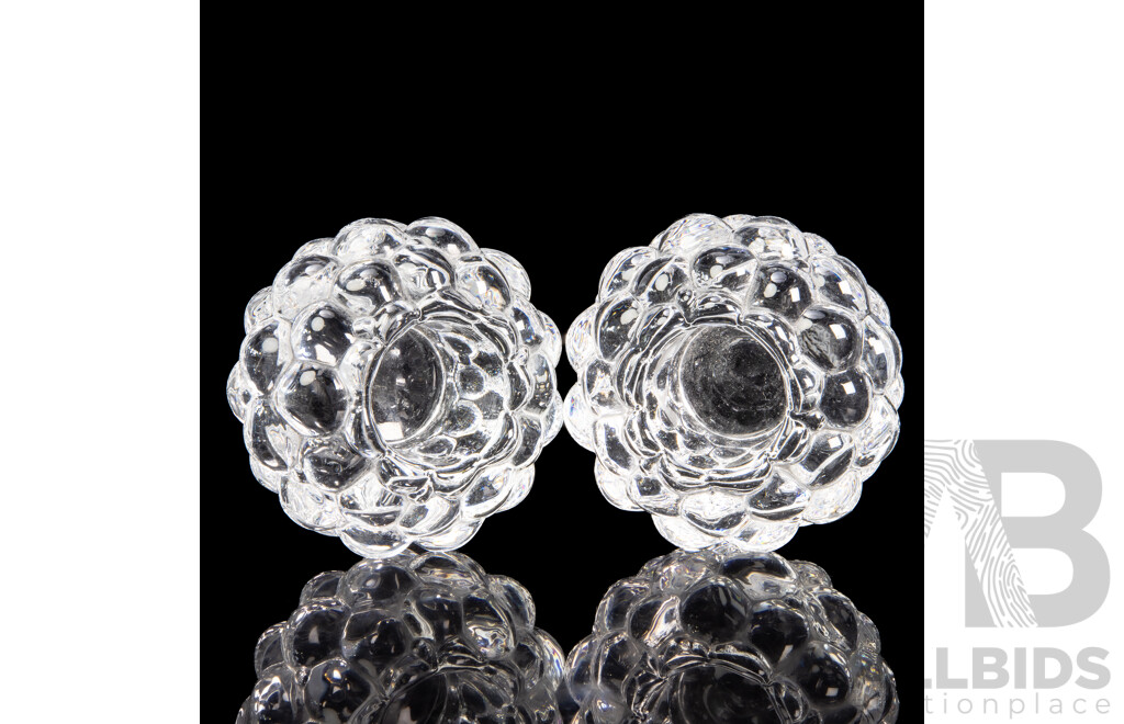 Pair of Raspberry Votive Candle Holders by Anne Nilsson for Orrefors