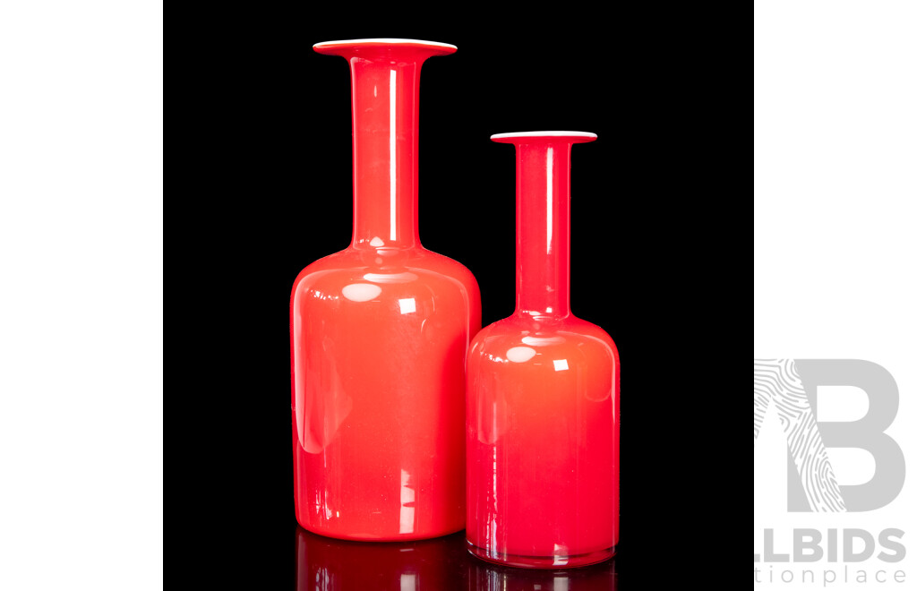 Pair of Graduated Gulvvase Designed by Otto Brauer for Holmegaard, Denmark, c. 1960s