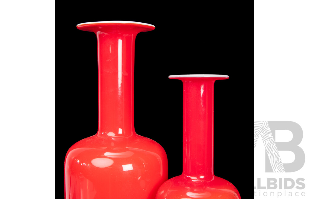 Pair of Graduated Gulvvase Designed by Otto Brauer for Holmegaard, Denmark, c. 1960s